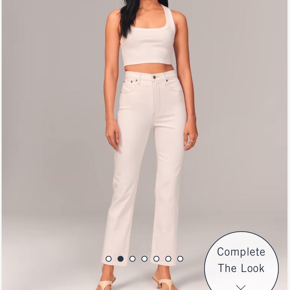 Abercrombie Ultra High Rise Straight Cream Jeans